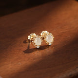 Boucles d'Oreilles Pierre de Lune et Zircon – Argent Plaqué Or S925 - Biloria