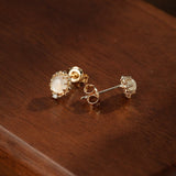 Boucles d'Oreilles Pierre de Lune et Zircon – Argent Plaqué Or S925 - Biloria