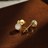 Boucles d'Oreilles Pierre de Lune Goutte Lumineuse Argent Plaqué Or - Biloria