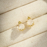Boucles d'Oreilles Pierre de Lune Goutte Lumineuse Argent Plaqué Or - Biloria