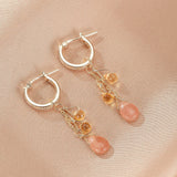 Boucles d'Oreilles Pierre de Soleil et Citrine – Argent Plaqué Or - Biloria