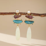 Boucles d'Oreilles Pierre Naturelle Jade Améthyste Apatite - Biloria
