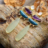 Boucles d'Oreilles Pierre Naturelle Jade Améthyste Apatite - Biloria
