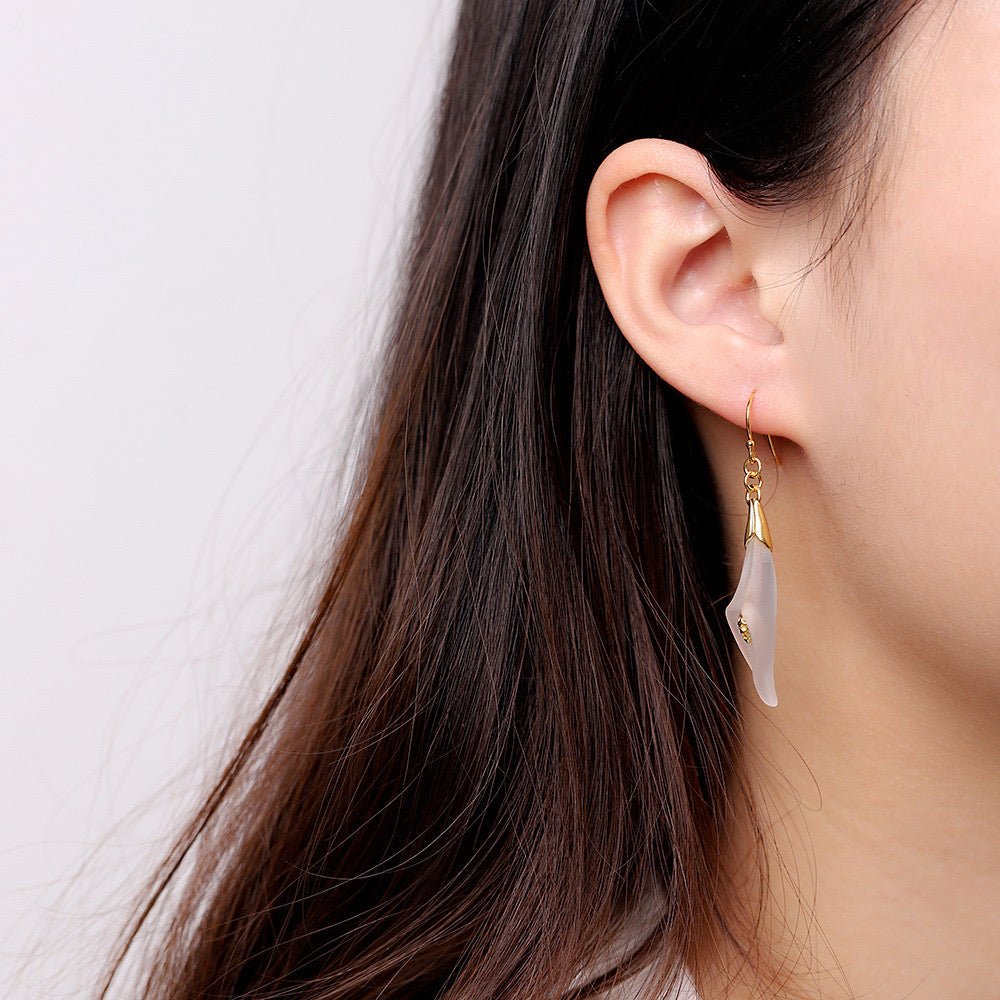 Boucles d'Oreilles Quartz Clair Argent Plaqué Or - Biloria