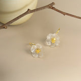 Boucles d'Oreilles Quartz Clair Fleur en Argent 925 - Biloria