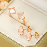 Boucles d'Oreilles Quartz Rose Argent Plaqué Or 7 mm - Biloria