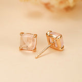 Boucles d'Oreilles Quartz Rose Argent Plaqué Or 7 mm - Biloria