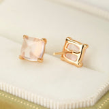 Boucles d'Oreilles Quartz Rose Argent Plaqué Or 7 mm - Biloria