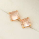 Boucles d'Oreilles Quartz Rose Argent Plaqué Or 7 mm - Biloria