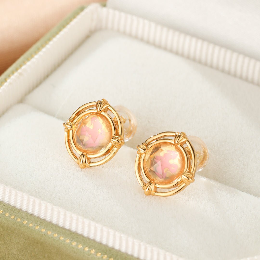 Boucles d'oreilles Quartz Rose – Argent plaqué or, vertus apaisantes - Biloria