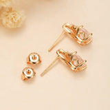 Boucles d'Oreilles Quartz Rose Feuillu Argent Plaqué Or - Biloria