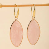 Boucles d'Oreilles Quartz Rose Laiton Plaqué Or 60 mm - Biloria