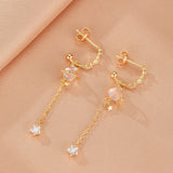 Boucles d'Oreilles Quartz Rose Planète - Argent Plaqué Or 14K - Biloria