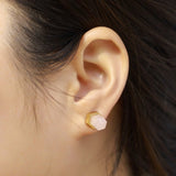 Boucles d'oreilles Quartz Rose Point de Lumière Argent plaqué Or 10K - Biloria