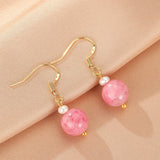 Boucles d'Oreilles Rhodonite Perle – Argent Plaqué Or - Biloria