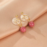 Boucles d'Oreilles Rhodonite Rose Doux Équilibre Émotionnel - Biloria