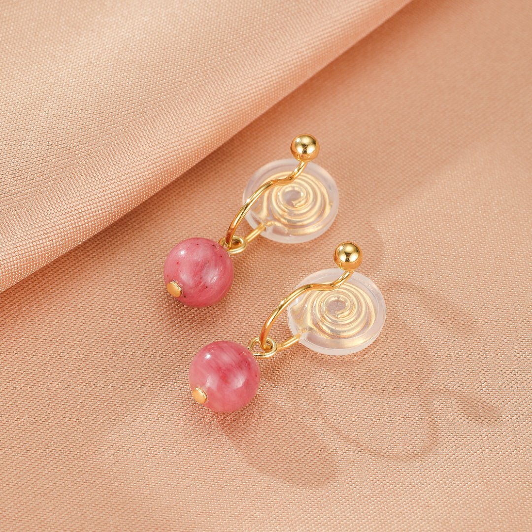 Boucles d'Oreilles Rhodonite Rose Doux Équilibre Émotionnel - Biloria