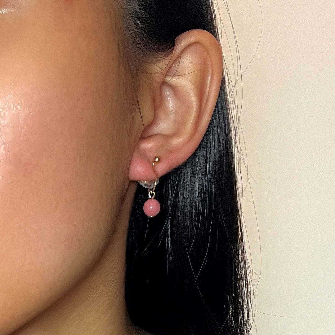 Boucles d'Oreilles Rhodonite Rose Doux Équilibre Émotionnel - Biloria