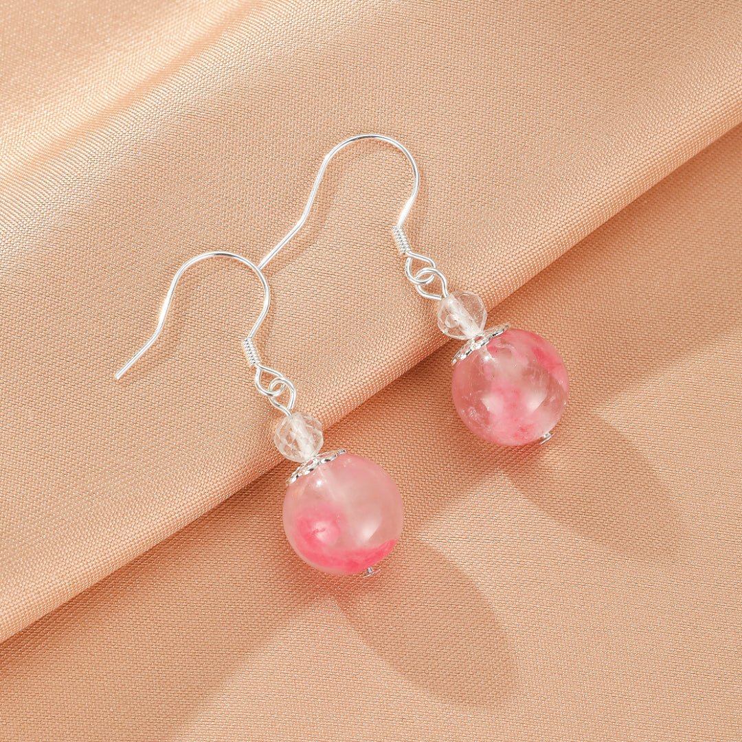 Boucles d'Oreilles Rhodonite Rosée d'Amour Argent S925 - Biloria