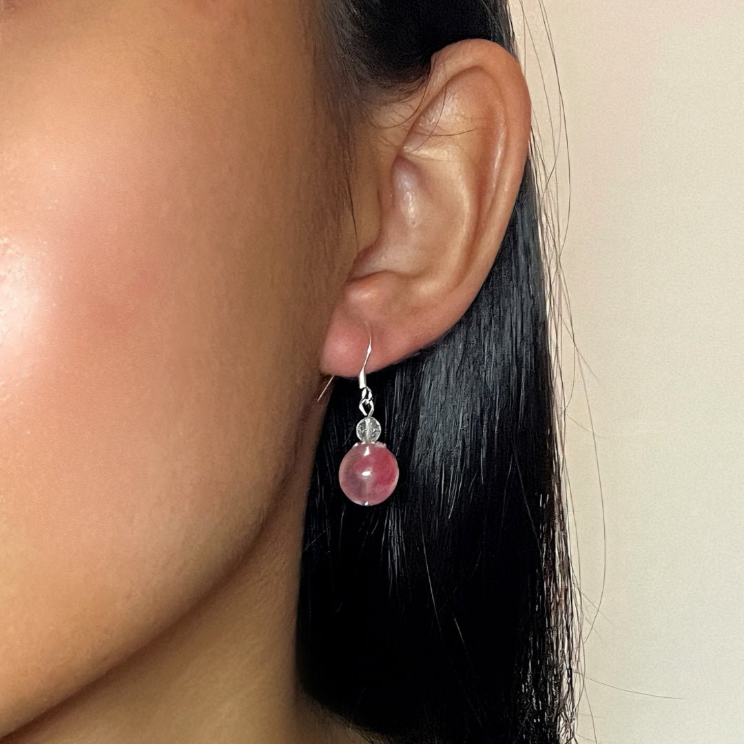 Boucles d'Oreilles Rhodonite Rosée d'Amour Argent S925 - Biloria
