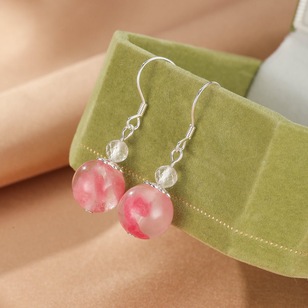 Boucles d'Oreilles Rhodonite Rosée d'Amour Argent S925 - Biloria