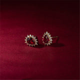Boucles d'Oreilles Rubis Argent Plaqué Or – Cadeau Passion - Biloria
