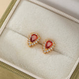 Boucles d'Oreilles Rubis Argent Plaqué Or – Cadeau Passion - Biloria