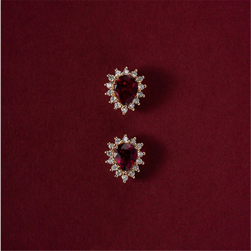 Boucles d'Oreilles Rubis Argent Plaqué Or – Cadeau Passion - Biloria