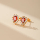 Boucles d'Oreilles Rubis Argent Plaqué Or – Cadeau Passion - Biloria