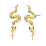 Boucles d'Oreilles Serpent Argent 925 - Danse Abyssale - Biloria