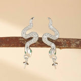 Boucles d'Oreilles Serpent Argent 925 - Danse Abyssale - Biloria