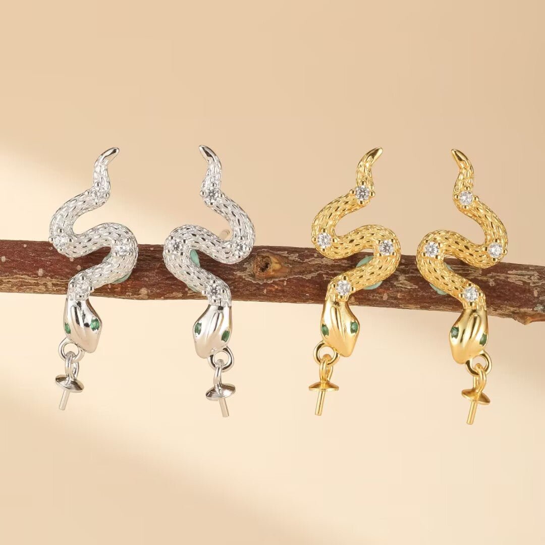Boucles d'Oreilles Serpent Argent 925 - Danse Abyssale - Biloria