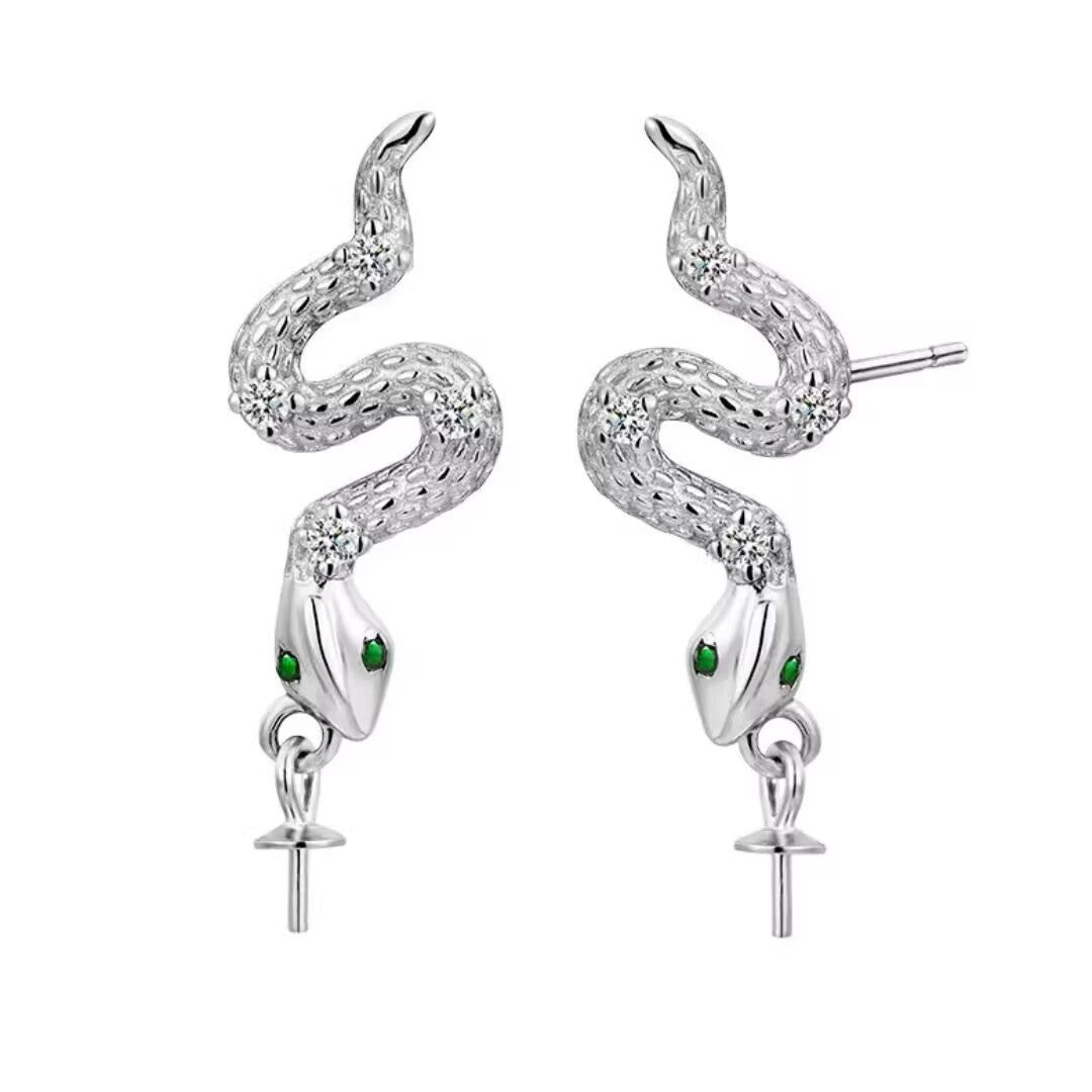Boucles d'Oreilles Serpent Argent 925 - Danse Abyssale - Biloria