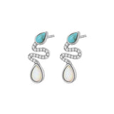 Boucles d'Oreilles Serpent Opale Turquoise Larmes de Lagon - Biloria