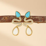 Boucles d'Oreilles Serpent Opale Turquoise Larmes de Lagon - Biloria