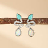 Boucles d'Oreilles Serpent Opale Turquoise Larmes de Lagon - Biloria