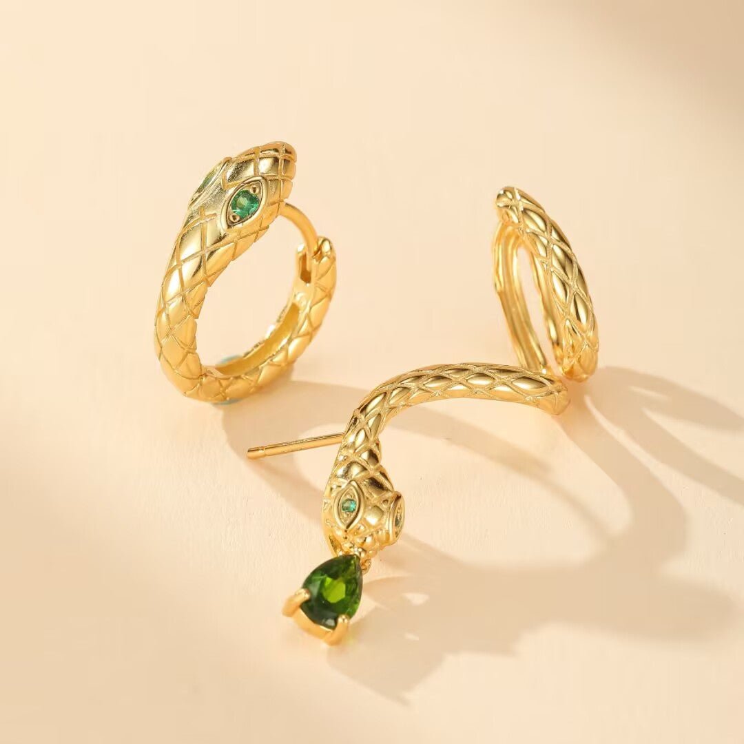 Boucles d'Oreilles Serpent Spirale de Sagesse Dorées - Biloria