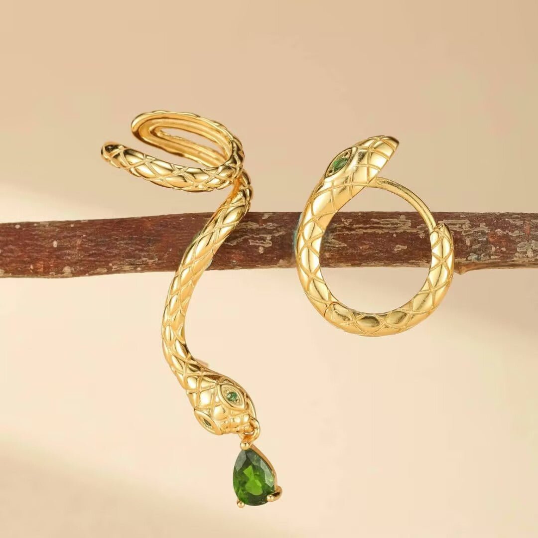 Boucles d'Oreilles Serpent Spirale de Sagesse Dorées - Biloria