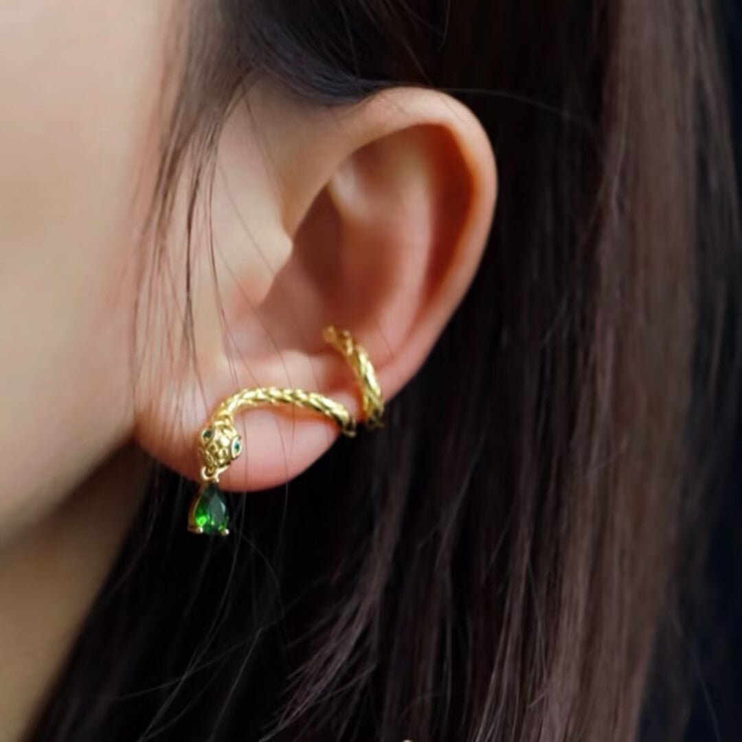 Boucles d'Oreilles Serpent Spirale de Sagesse Dorées - Biloria