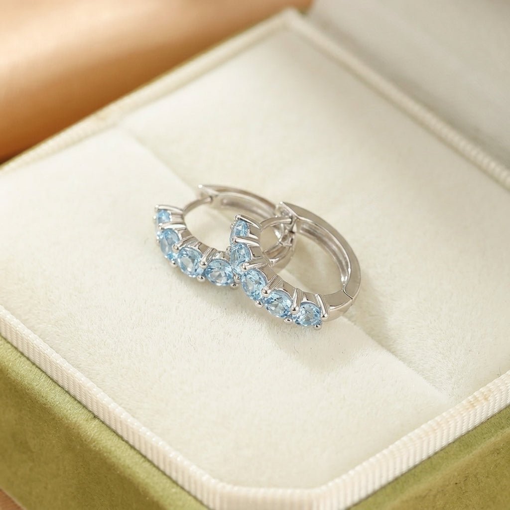 Boucles d'oreilles Topaze Argent S925 – Créoles Bienveillance Céleste - Biloria