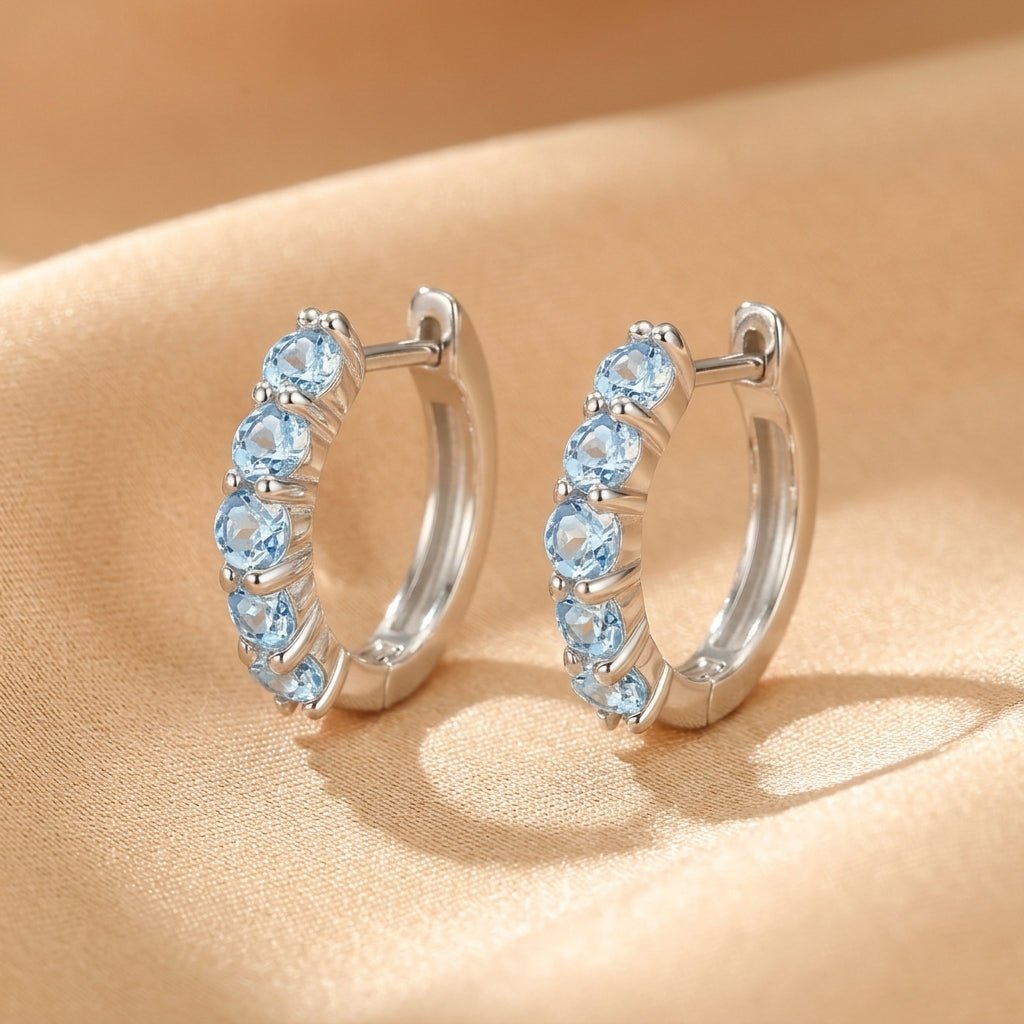Boucles d'oreilles Topaze Argent S925 – Créoles Bienveillance Céleste - Biloria
