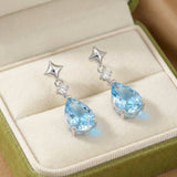 Boucles d'Oreilles Topaze Azur Argent S925 – Cadeau Féminin - Biloria