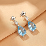 Boucles d'Oreilles Topaze Azur Argent S925 – Cadeau Féminin - Biloria