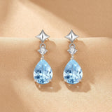Boucles d'Oreilles Topaze Azur Argent S925 – Cadeau Féminin - Biloria