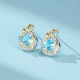 Boucles d'Oreilles Topaze Bleue Argent 925 – Gouttes de Lumière - Biloria