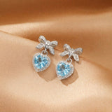 Boucles d'oreilles Topaze bleue et Nœud d'Amour - Argent S925 - Biloria