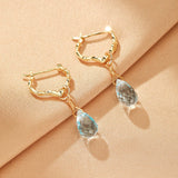 Boucles d'oreilles Topaze Bleue goutte sérénité argent plaqué or - Biloria