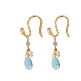 Boucles d'Oreilles Topaze et Perle – Argent Plaqué Or 14 Carats - Biloria