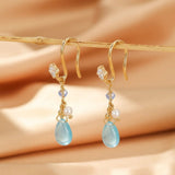 Boucles d'Oreilles Topaze et Perle – Argent Plaqué Or 14 Carats - Biloria