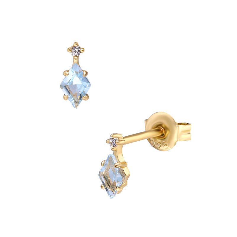 Boucles d'Oreilles Topaze et Zircon - Argent Plaqué Or 14K - Biloria